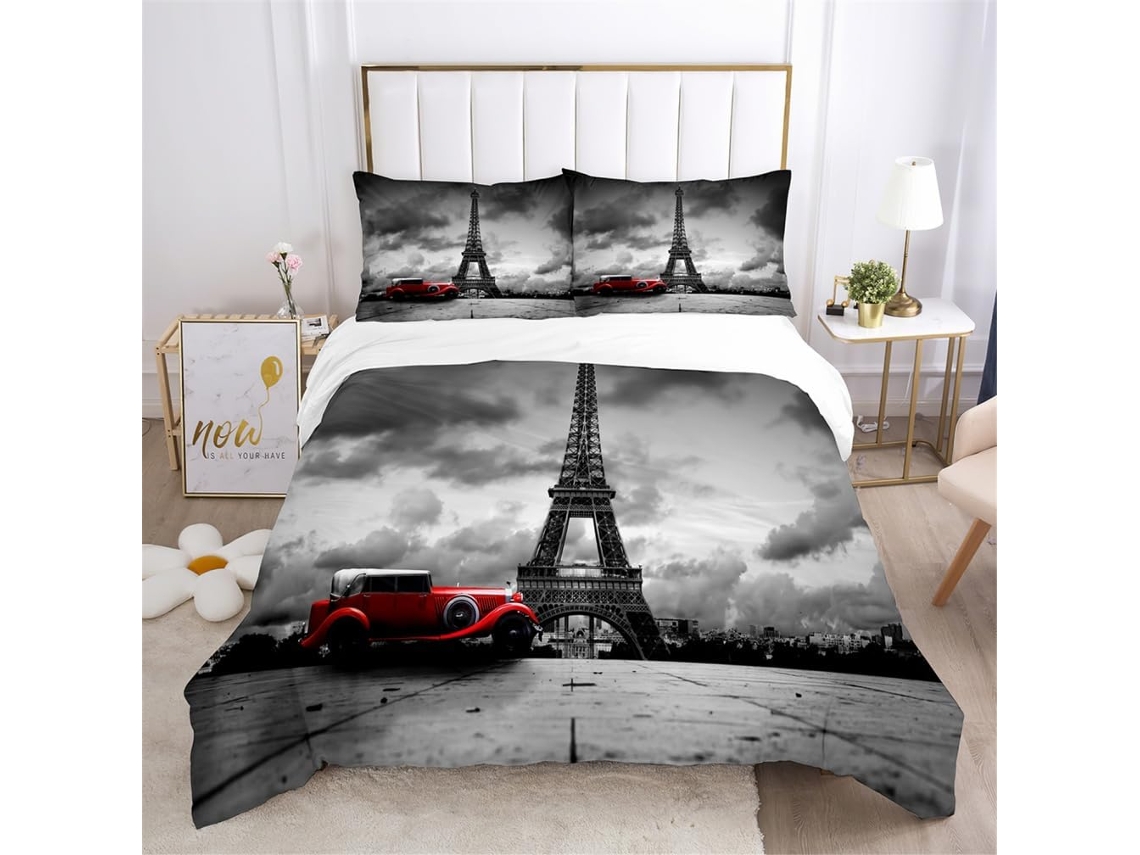 Juego Ropa Cama Estampado Funda Nórdica Almohada Diseño Juego Color 240x260 Cm