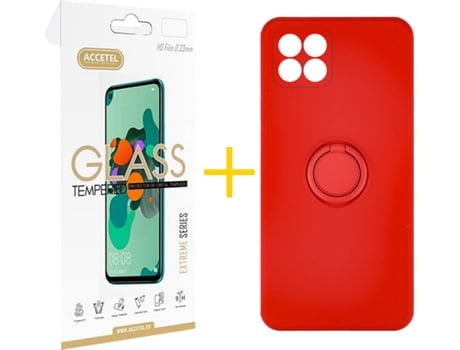 Carcasa + Protector de Pantalla para Huawei P40 Lite ACCETEL Rojo