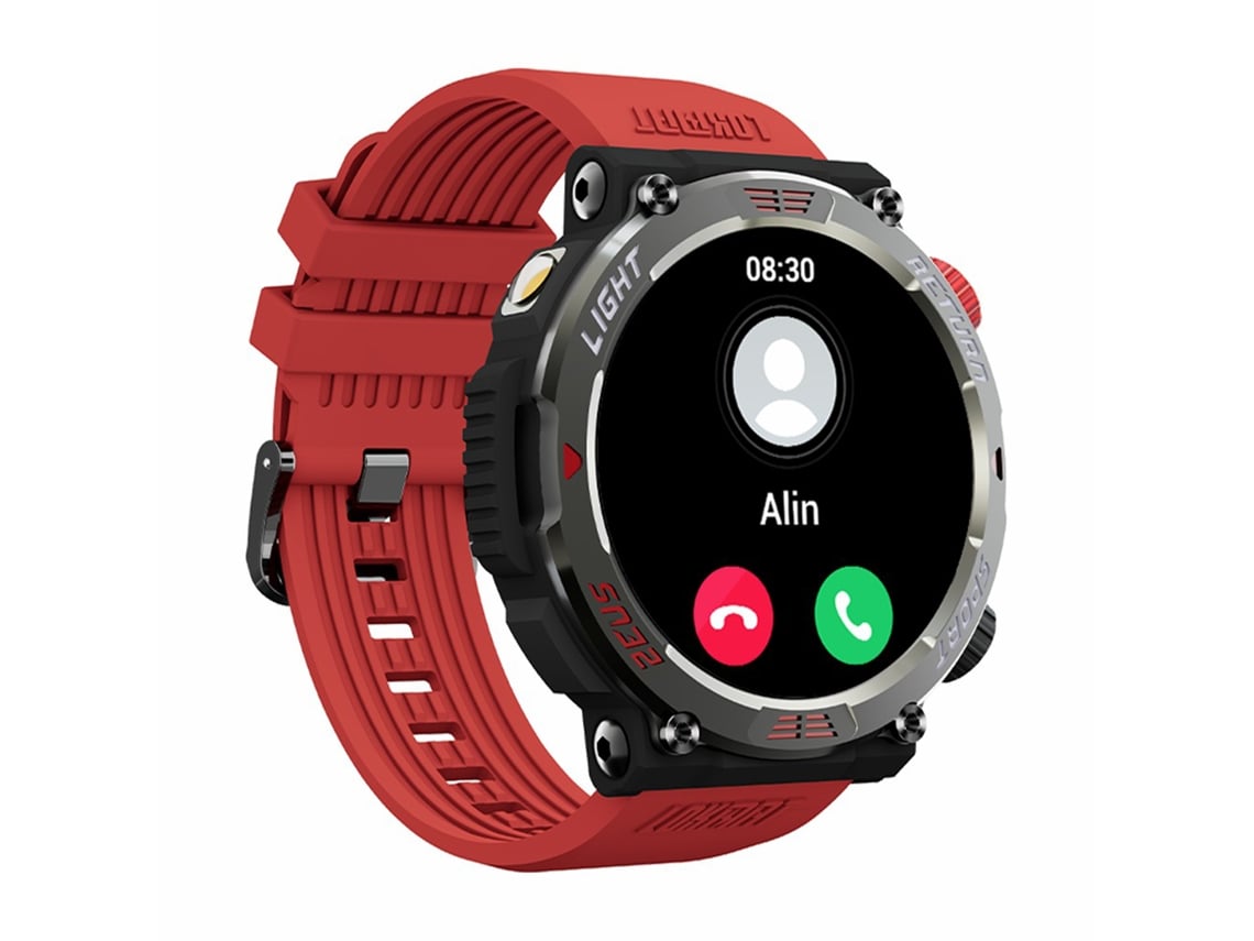 Relógio Inteligente Lokmat Zeus 5 Pro Com Lanterna Bussola Monitor De Saúde Bluetooth Ip68 Vermelho