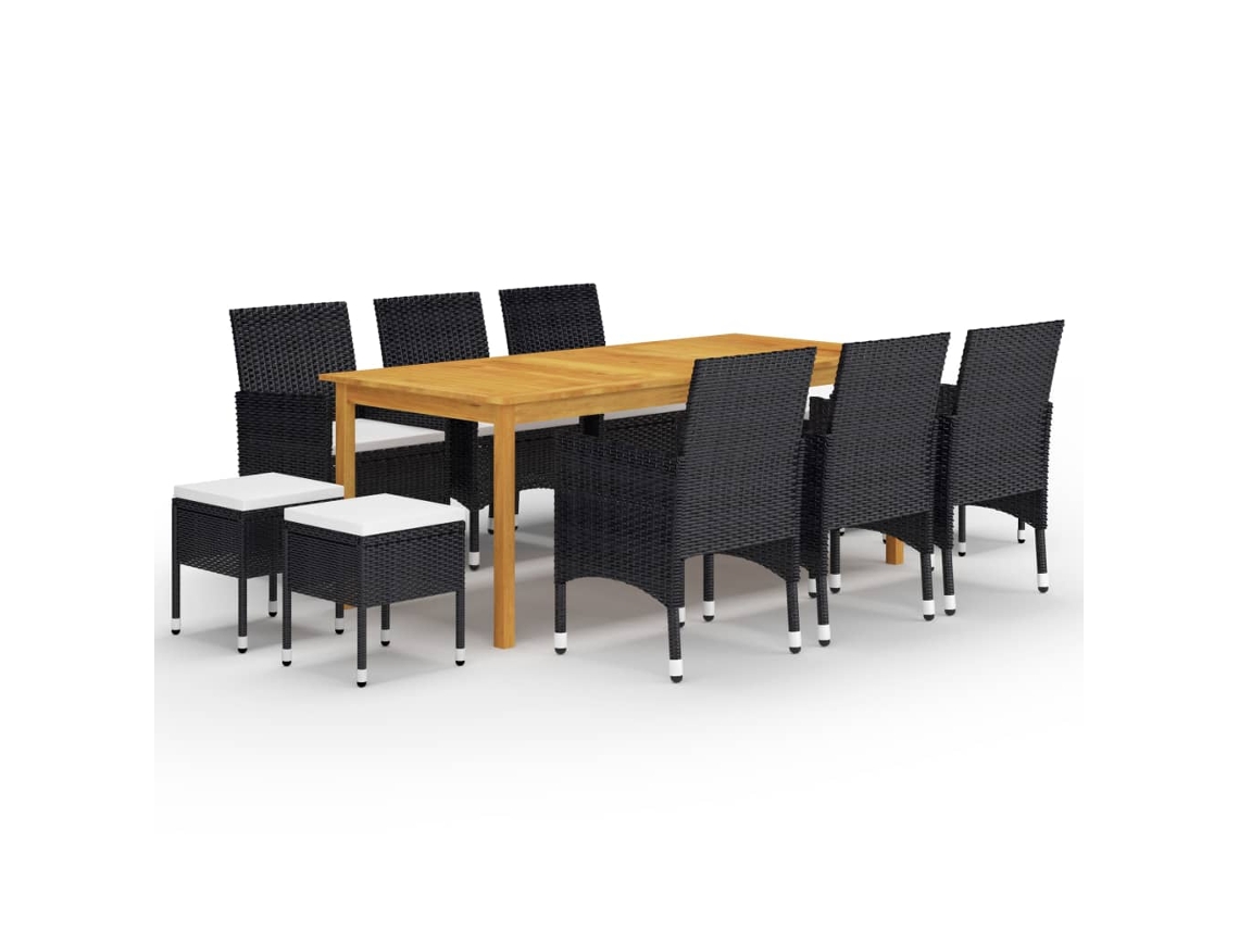Conjunto Jantar 11 Piezas Para Jardim Preto Dkd Home Decor