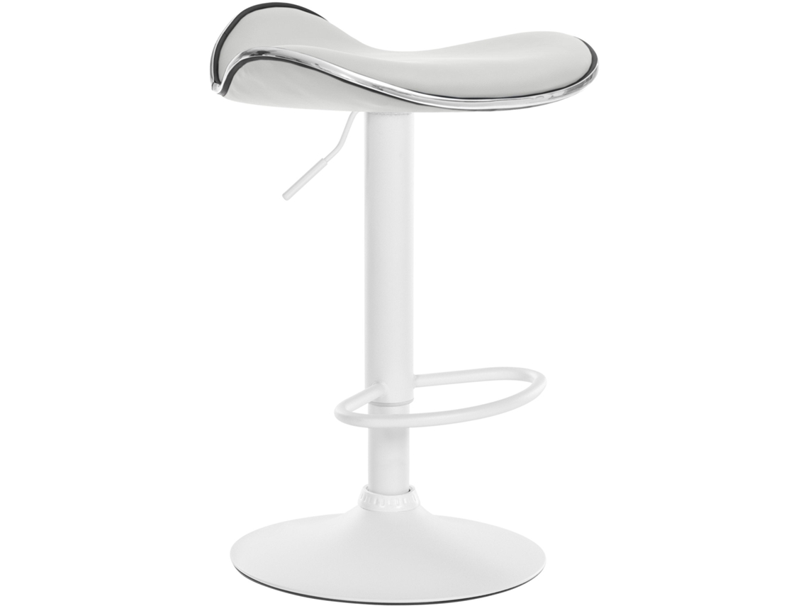 Taburete de bar X1. Asiento ergonómico en PVC blanco. Base en forma de trompeta en metal blanco. 10_0005387