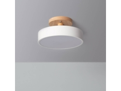 Lámpara De Techo Led 12w Madera Y Aluminio Cct Seleccionable Whisty Branco