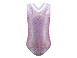 2026-4819-leotardo Sin Mangas Para Niñas Para Danza Gimnasia Y Ballet Con Diseño Estampado 11-12 Años Morado