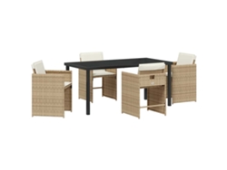 Conjunto De Comedor De Jardín 5 Uds | Mueble De Jardín Beige Ratán Sintético