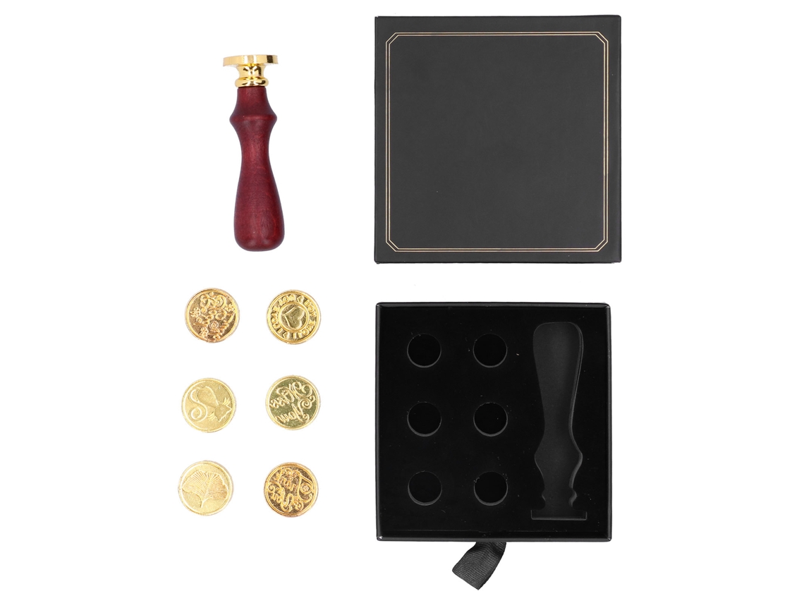 Juego De Sellos De Cera Diy Con Mango De Madera Para Tarjetas, Invitaciones Y Sobres - Negro