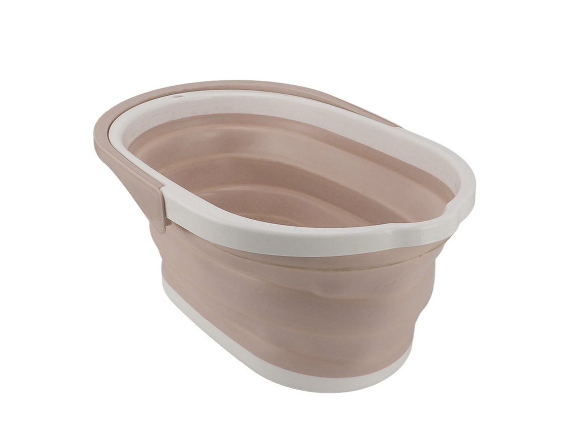 Cubo de fregona plegable de gran capacidad con asa para uso doméstico (color caqui)
