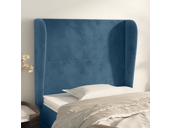 Cabecero Con Orejas De Terciopelo Azul Oscuro 93x23x118/128 Cm