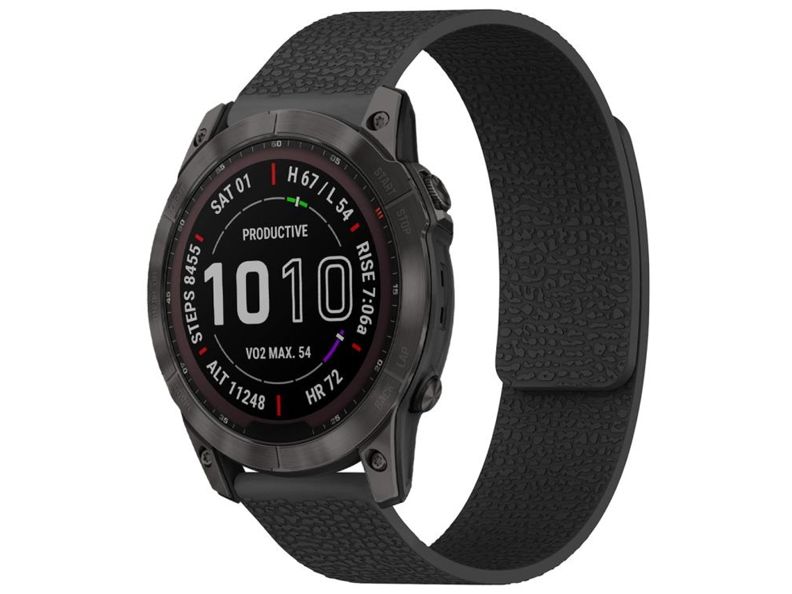 Bracelete Para Garmin Fenix 8 / 7x / 6x / 5x (26mm) - Silicone Magnético - Textura De Lichia Preta