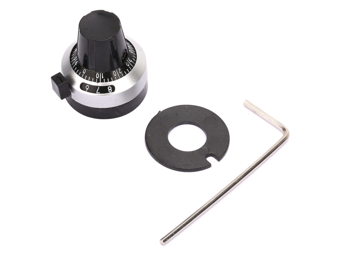 Potenciómetro De Carbono Multiturn Rdk Iii-6.35 Con Perilla De Escala Giratoria