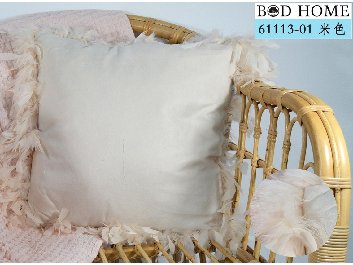 Almofada De Penas Embrulhada Bege 45*45cm BOD HOME