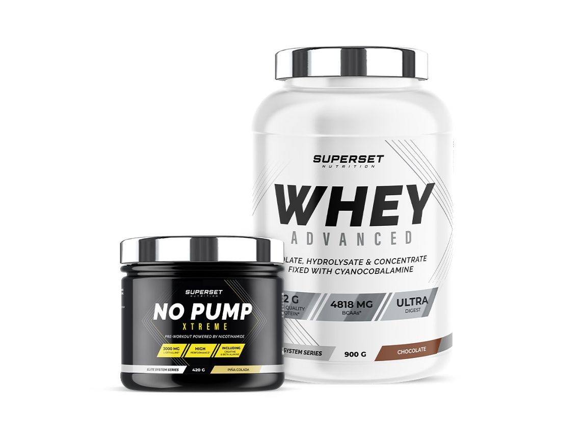 Programa de Fitness Energético 100 Whey Protein Advanced 900g Chocolate Sin Bomba Xtreme Pinha Colada Superset Nutrition