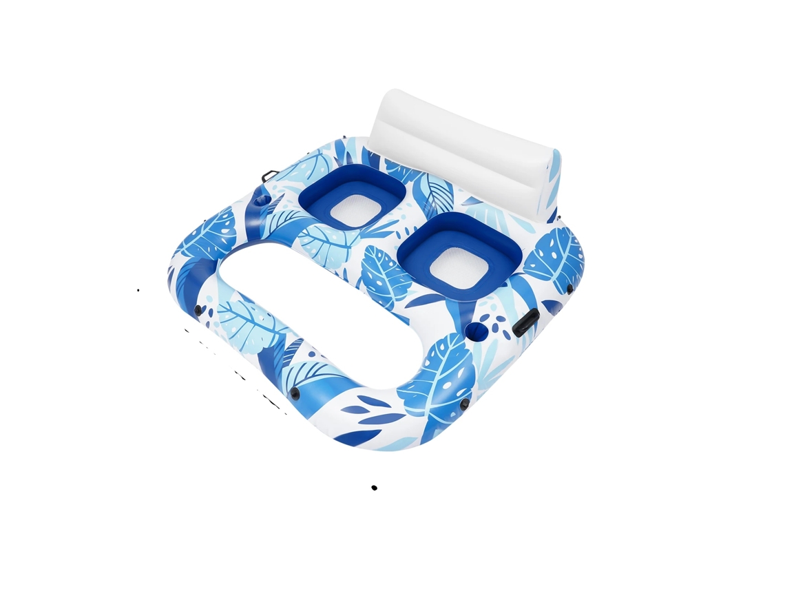 Colchón hinchable para piscina, doble, diseño ergonómico, azul cielo.