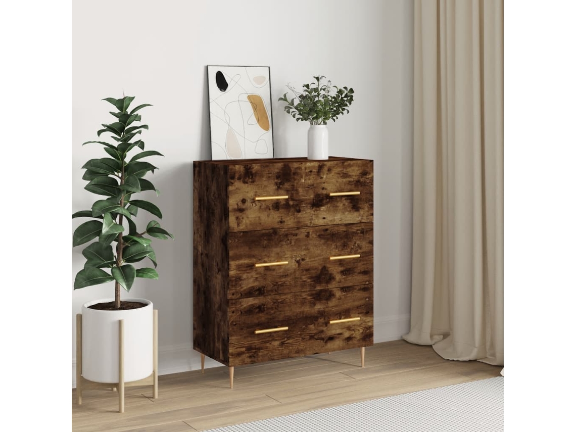 Aparador De Madera De Ingeniería Roble Ahumado 69,5x34x90 Cm