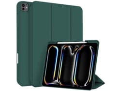 Capa Para Ipad Pro 112018/2020/202111 Polegadas Com Ranhura Para Caneta Em 3 Dobras Verde Escuro