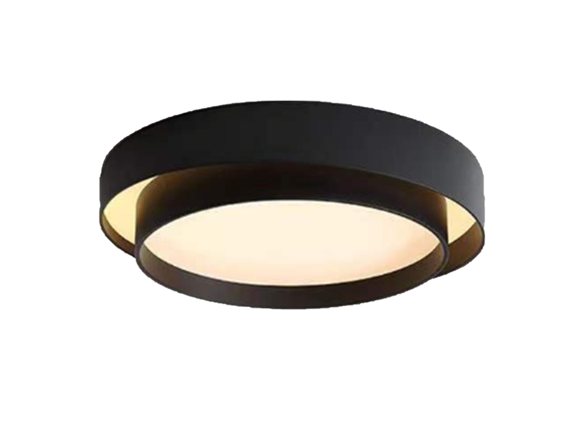 Rebe-lámpara De Techo Empotrada Redonda Estilo Doble Anillo Luz Cálida Amigable Para Pasillos Interiores Negro