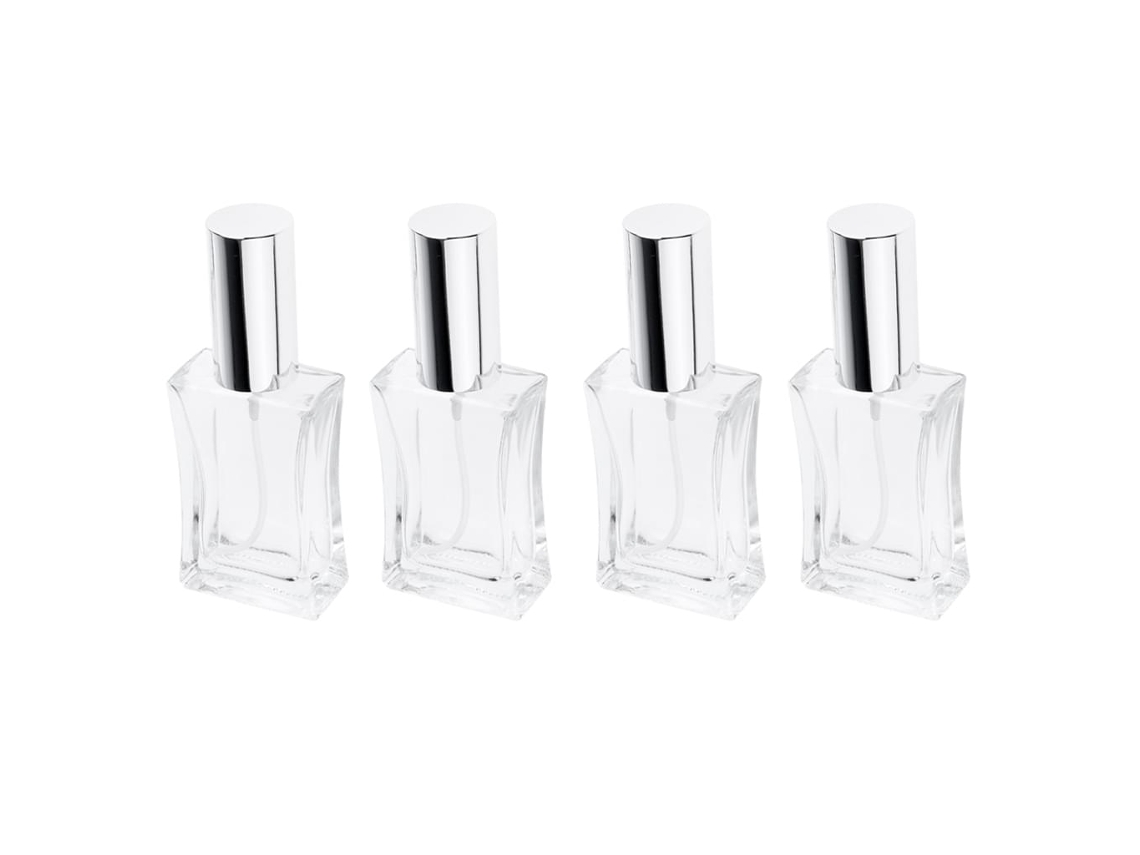 KOFIHETY Distribuidores de perfumes, envases de vidrio transparente con acabado brillante, botellas de spray recargables para viajes, 50 ml, diseño elegante co