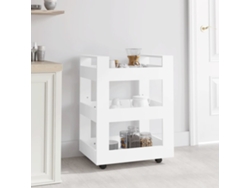 Carrito De Cocina Madera Contrachapada Blanco 60x45x80 Cm