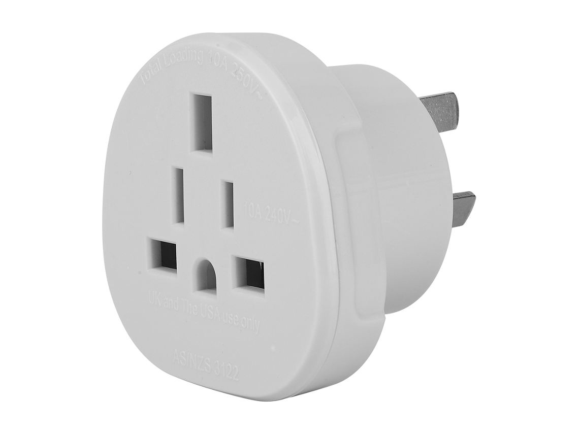 Yncm2026-conversor De Enchufe Uk Eu A Au 10a 250v Adaptador De Socket Eléctrico Para Viajes Estudio En El Extranjero Blanco