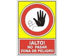 Señal 418 plast.490x345alt.zona peligr !alto­ no pasar zona peligrosa
