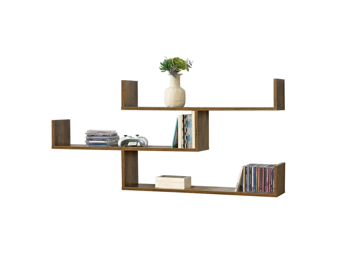Estantería mural Grimstad de 3 niveles hasta 14 kg - aglomerado 119 x 18 x 55 cm - Efecto madera de tono oscuro [EN.CASA]