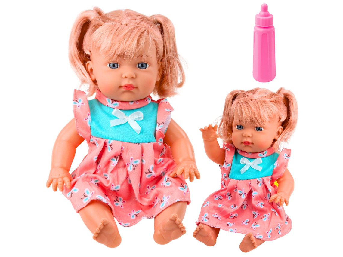 Muñeca bebé B.active con vestido de poni colorido y sonido de biberón