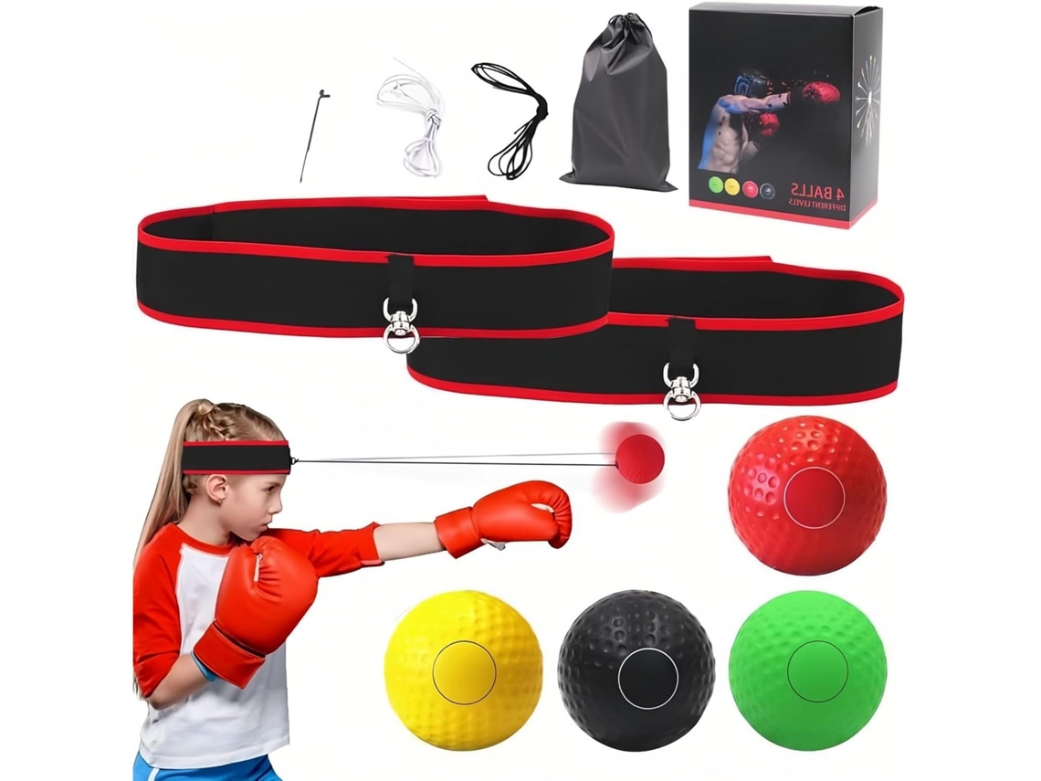 Pelota de reacción Mudg para boxeo con banda ajustable (dos asas, cuatro bolas de colores)