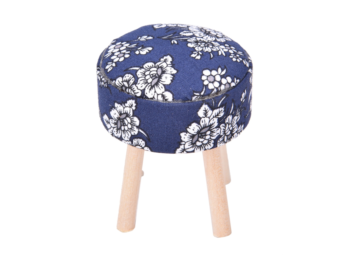 Banco De Madera Con 4 Patas, Miniatura Para Casa De Muñecas Escala 1:12, Accesorios, Azul Oscuro.
