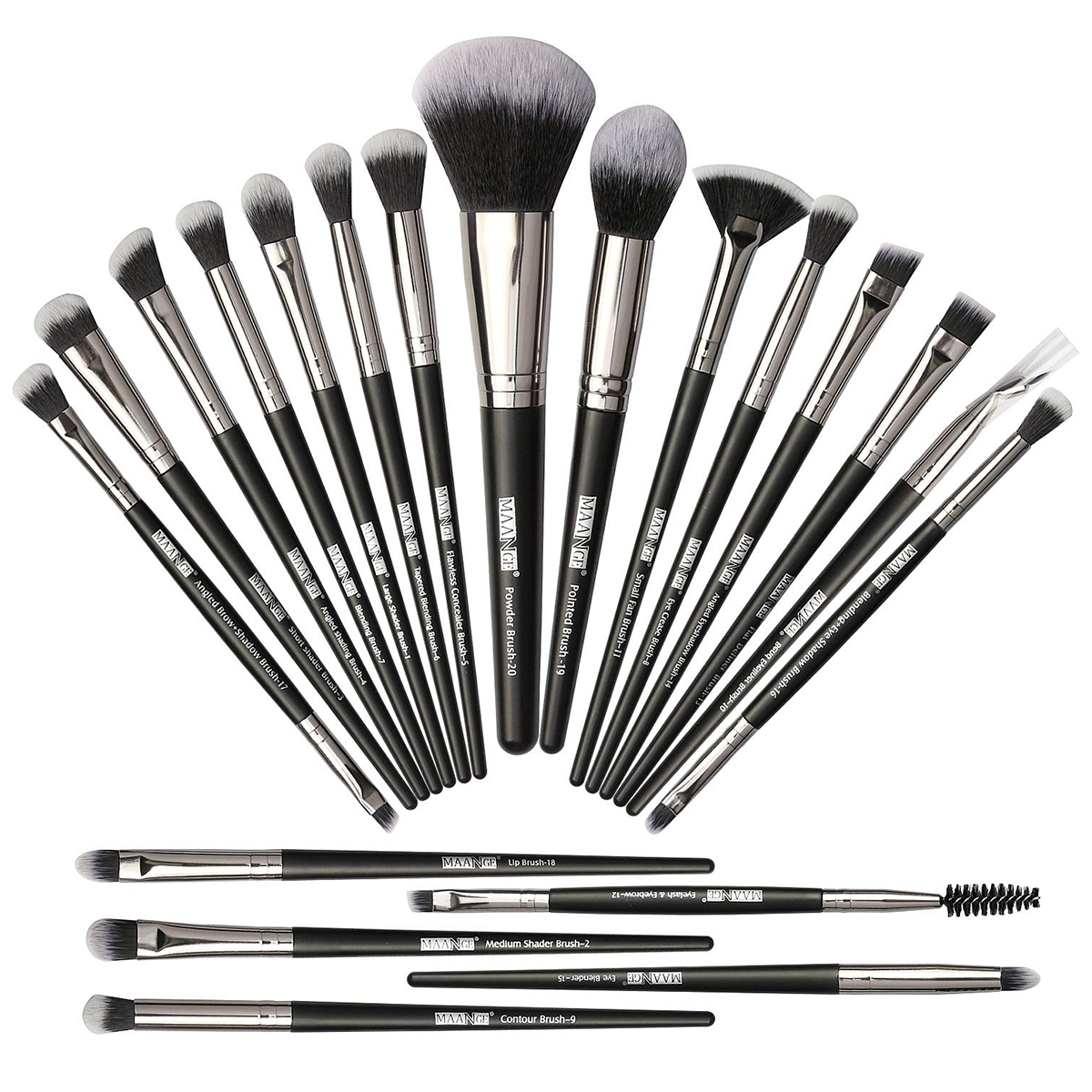 MEOIRUERY Set de Pinceles de Maquillaje 20 Piezas Profesional para Base, Sombras, Rubor, Corrector, Polvo y Ojos (Champán)