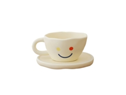 Juego de taza y platillo de cerámica Rebe Modern, exquisito, apto para microondas y lavavajillas.
