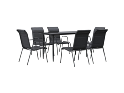 Maison Exclusive - Juego De Comedor Para Jardín 7 Piezas Acero Y Textilene Negro