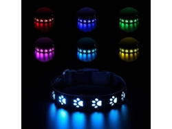 Collar recargable por USB con LED, resistente al agua, 7 modos, tamaño mediano.