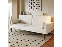 Sofá de dos plazas 180x75x82cm Respaldo regulable Estilo terciopelo beige