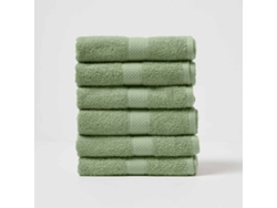 Homescapes Turkish Cotton Hand Towel Set Of 6, Sage Green