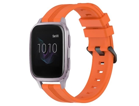 Correa De Reloj Inteligente Para Garmin Venu Sq, Banda De Reloj De Rayas Cóncavas De Silicona Naranja De 20Mm VENISYMLIS