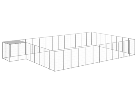 vidaXL Perrera plateada 30,25 m² acero