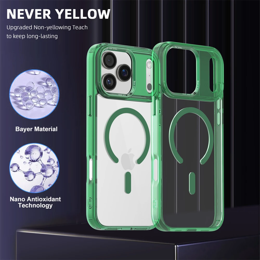 (iphone 11 Pro Max, Verde) Funda Magnética Para Iphone, Compatible Con Carga Inalámbrica Magsafe.