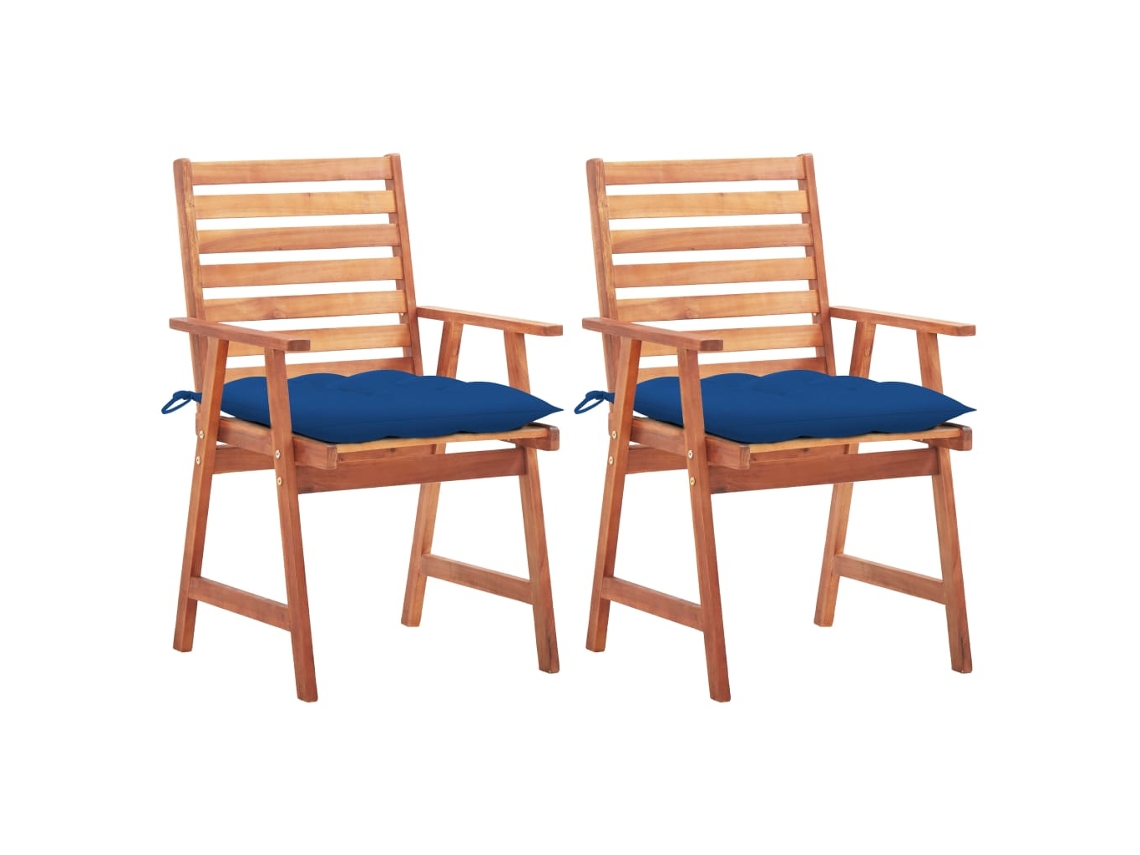 Sillas de comedor de jardín de dos piezas DKD Home Decor con cojines de acacia maciza