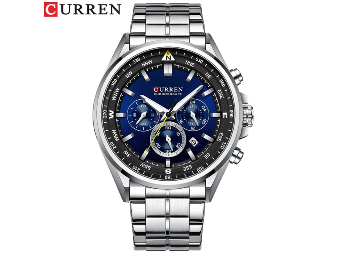 Reloj de pulsera MDUG para hombre con correa de acero, resistente al agua y esfera multifuncional grande (cobalto).