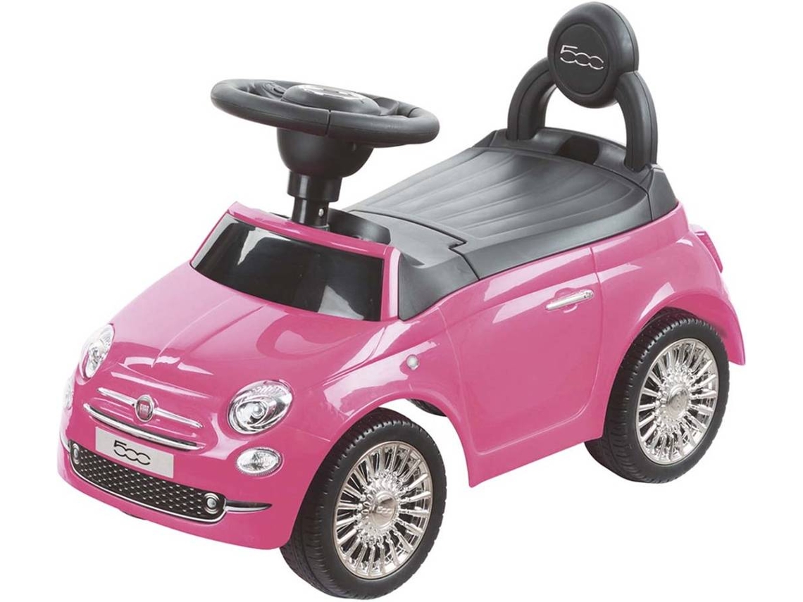 DEVESSPORT Correpasillo Fiat 500 Fucsia con Sonidos, Claxon, Manilla y Sistema Antivuelco