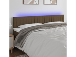 Cabecero Con Led De Tela Marrón Oscuro 160x5x78/88 Cm