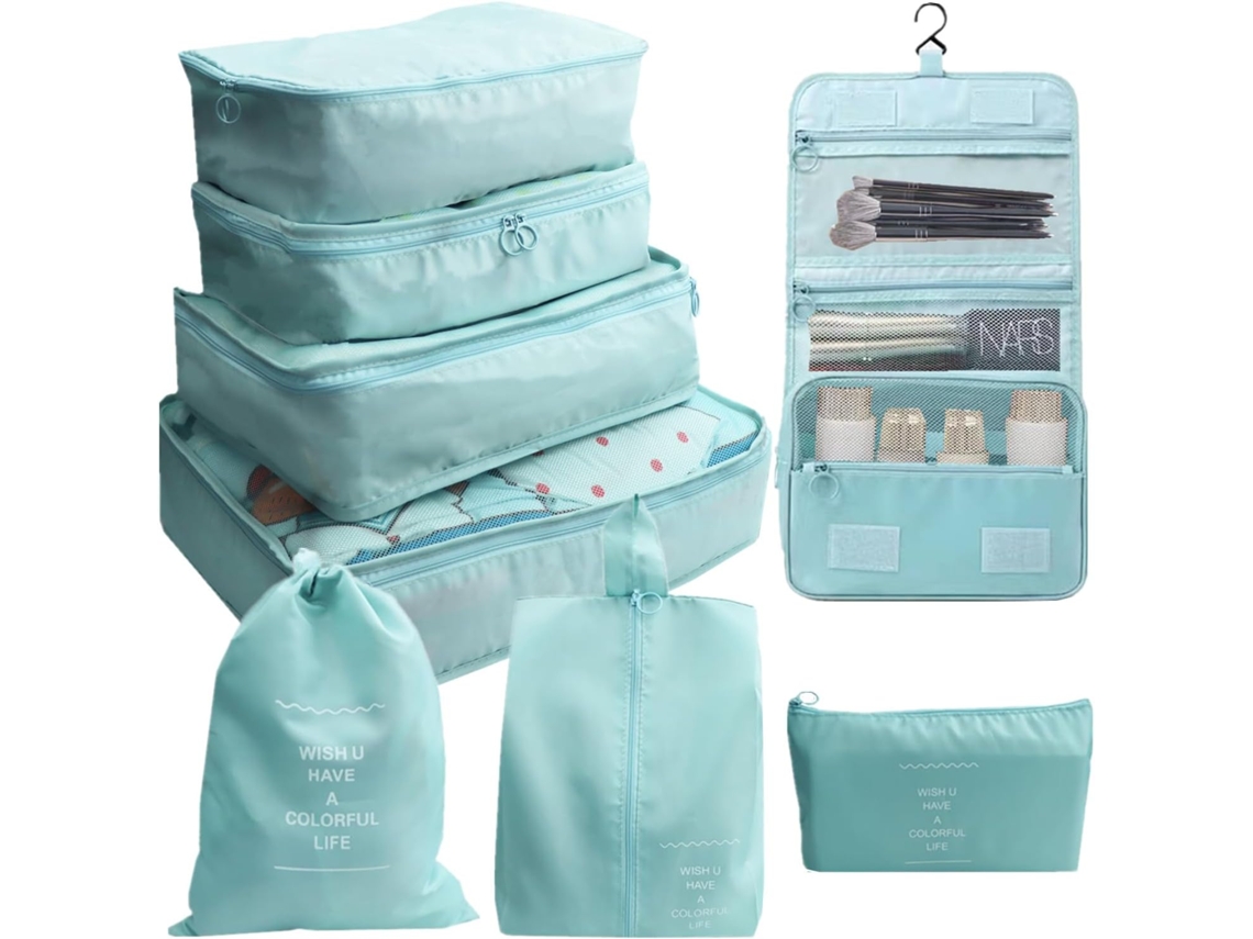 Pack De 8 Cubos De Embalaje Para Maletas, Organizadores, Bolsos Con Bolsa Para Zapatos, Neceser CHRUI Azul