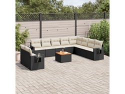 Conjunto de sofás de jardín de 11 piezas DKD Home Decor con cojines de mimbre negros