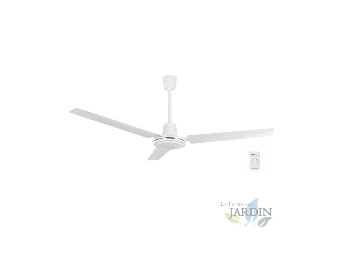 Ventilador de Techo ORBEGOZO con mando de Pared 3 Aspas Metálicas 5 Velocidades Blanco