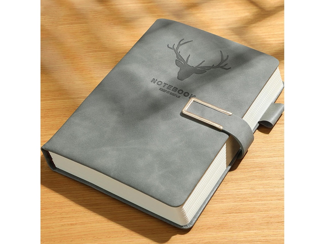 Cuaderno de negocios MDUG A5 con cubierta de cuero personalizable y marcadores de página suaves, 200 páginas (gris claro)