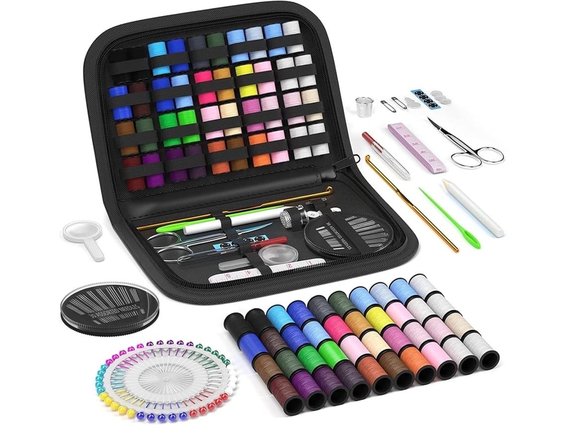 Kit de costura de 128 piezas para adultos, niños, principiantes, hogar, viajes, emergencias, parches, costura.