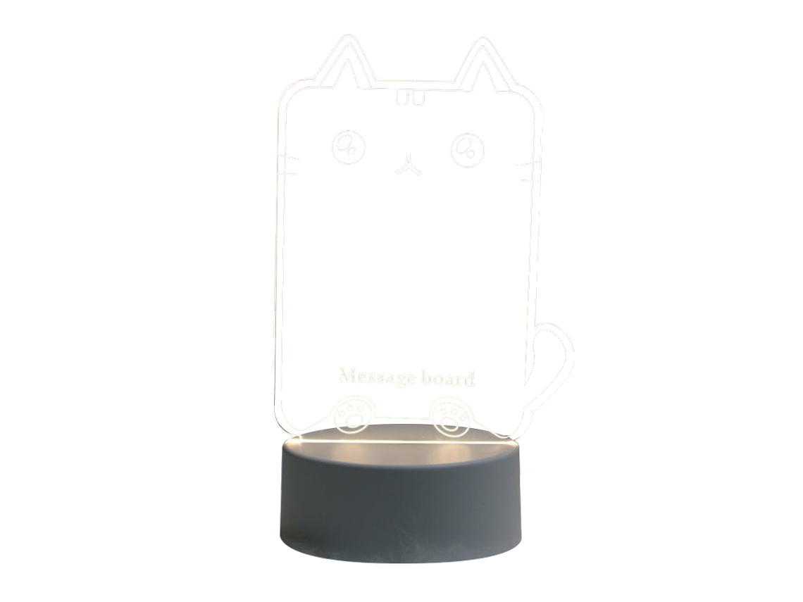 Quadro De Mensajes Luz Noturna 3D - Base Branca - Modelo De Luz Quente Monocromática Usb - Formato De Gato JEIIBRZUI