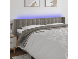 Cabecero Con Led De Terciopelo Gris Claro 203x16x78/88 Cm