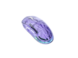 Ratón inalámbrico Bluetooth transparente Yizhood Sc660 con tres modos de conexión y carga, luz de fondo y ajuste de DPI de seis velocidades, luz violeta.