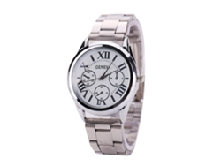 Reloj De Pulsera De Cuarzo Para Mujer Con Esfera Blanca Y Brazalete De Aleación De Plata.