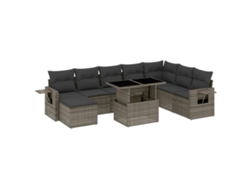 Conjunto 9 de muebles de jardín VIDAXL y cojines ratán sintético gris